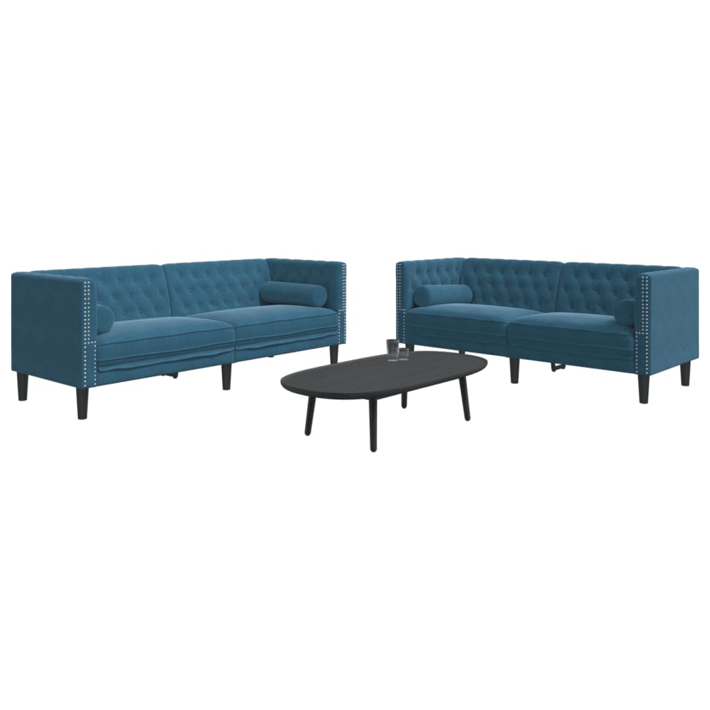 2-delige Loungeset Chesterfield met bolsters fluweel blauw is nu te koop bij PeponiXL, paradijselijk wonen!