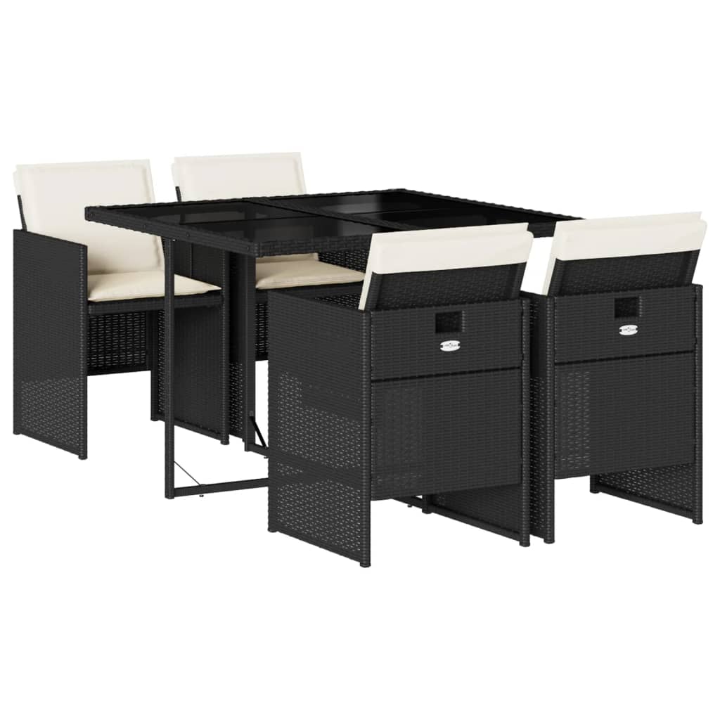 5-delige Tuinset met kussens poly rattan zwart is nu te koop bij PeponiXL, paradijselijk wonen!