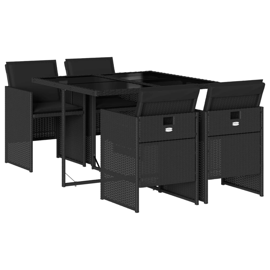 5-delige Tuinset met kussens poly rattan zwart is nu te koop bij PeponiXL, paradijselijk wonen!