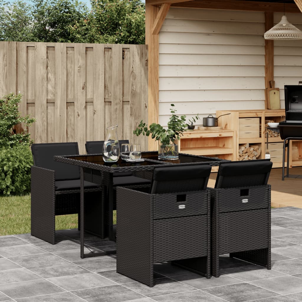 5-delige Tuinset met kussens poly rattan zwart is nu te koop bij PeponiXL, paradijselijk wonen!