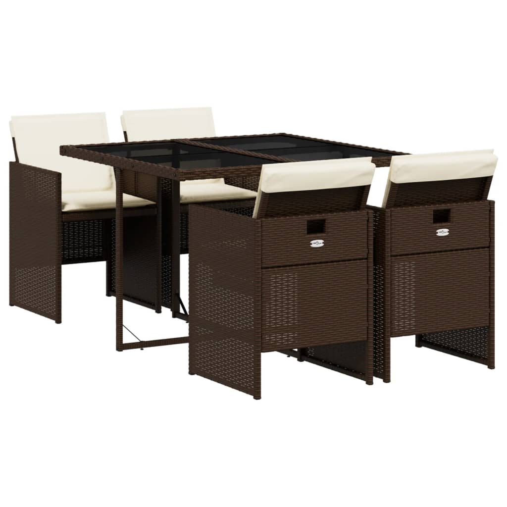 5-delige Tuinset met kussens poly rattan bruin is nu te koop bij PeponiXL, paradijselijk wonen!