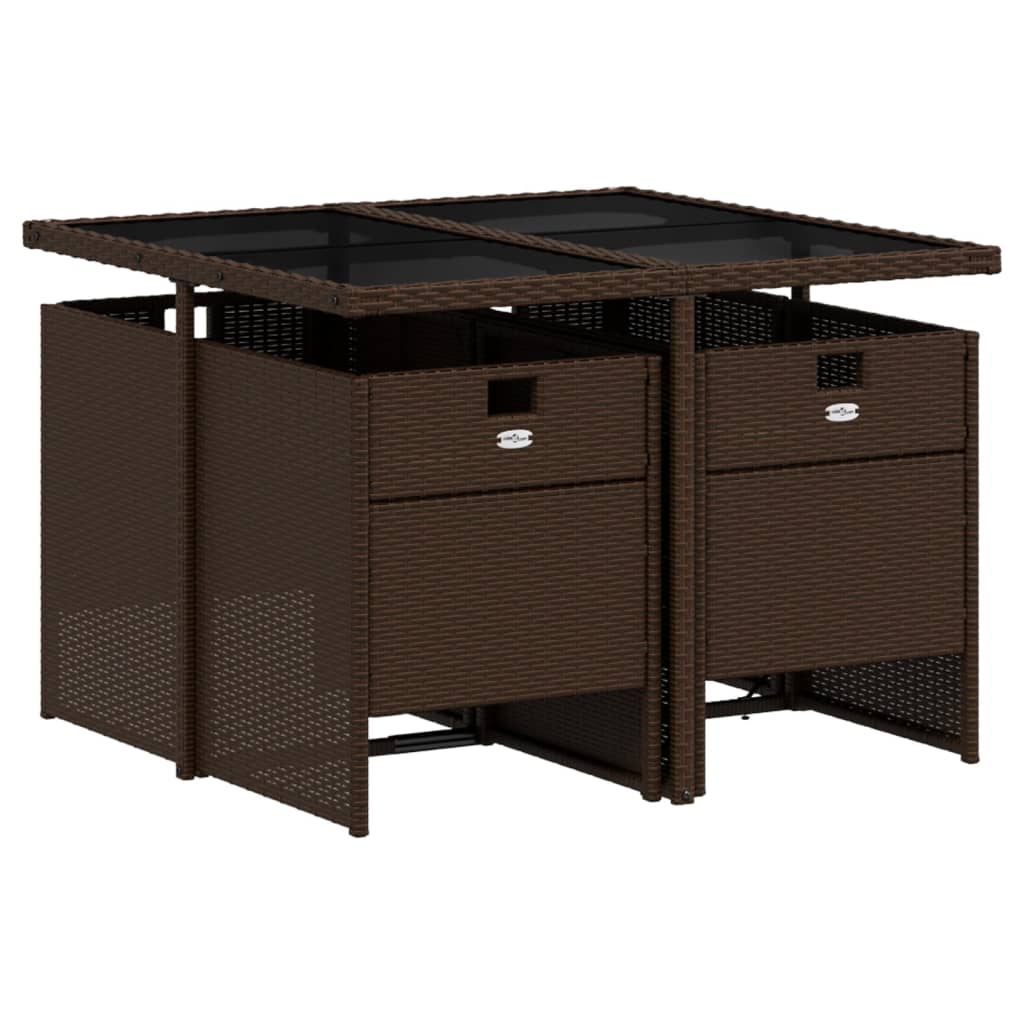 5-delige Tuinset met kussens poly rattan bruin is nu te koop bij PeponiXL, paradijselijk wonen!