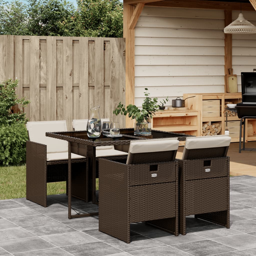 5-delige Tuinset met kussens poly rattan bruin is nu te koop bij PeponiXL, paradijselijk wonen!