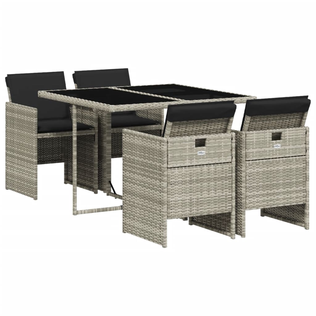 5-delige Tuinset met kussens poly rattan lichtgrijs is nu te koop bij PeponiXL, paradijselijk wonen!