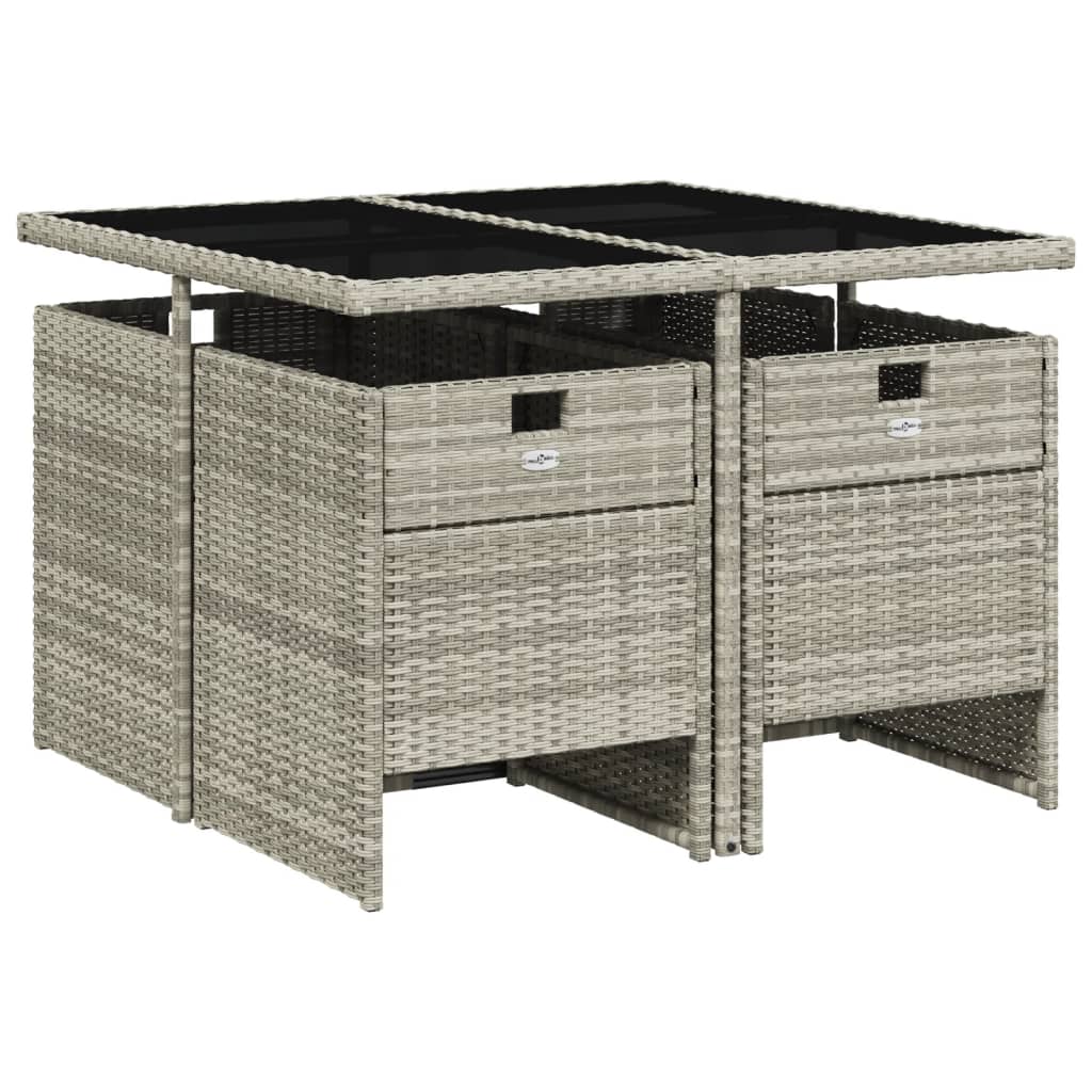5-delige Tuinset met kussens poly rattan lichtgrijs is nu te koop bij PeponiXL, paradijselijk wonen!