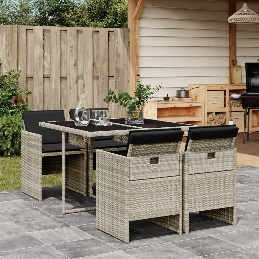 5-delige Tuinset met kussens poly rattan lichtgrijs is nu te koop bij PeponiXL, paradijselijk wonen!