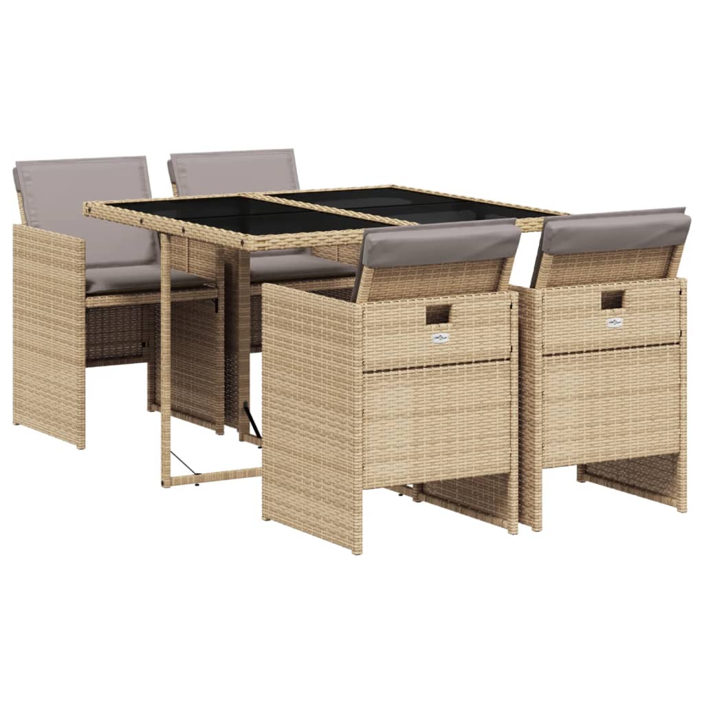 5-delige Tuinset met kussens poly rattan gemengd beige is nu te koop bij PeponiXL, paradijselijk wonen!