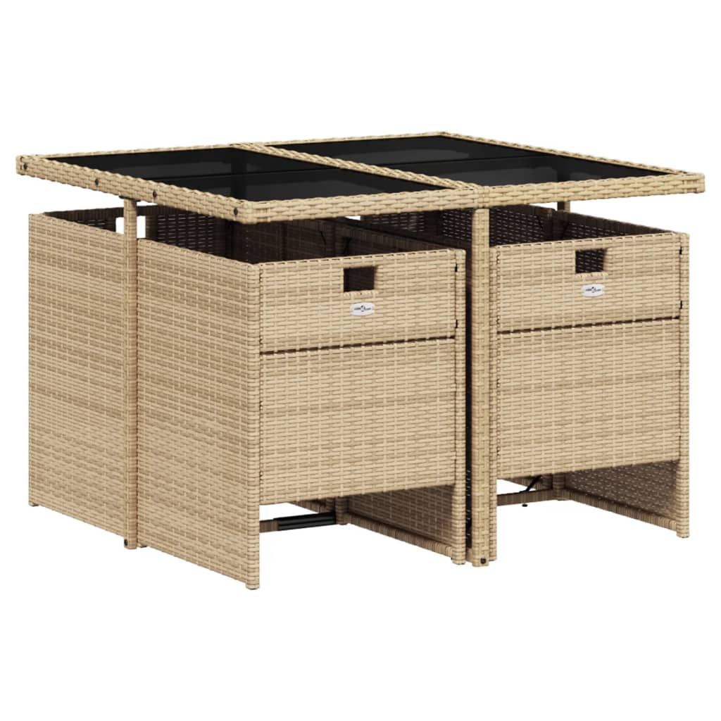 5-delige Tuinset met kussens poly rattan gemengd beige is nu te koop bij PeponiXL, paradijselijk wonen!