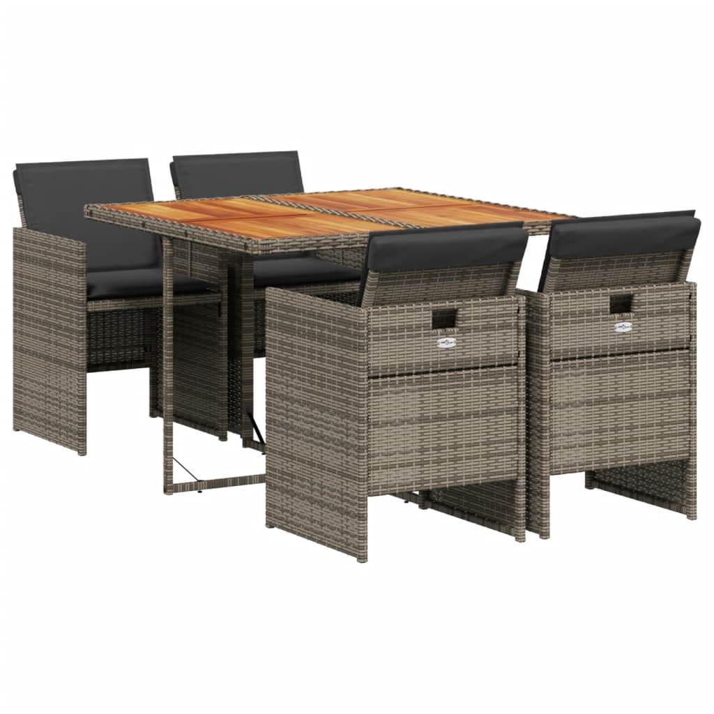 5-delige Tuinset met kussens poly rattan grijs is nu te koop bij PeponiXL, paradijselijk wonen!