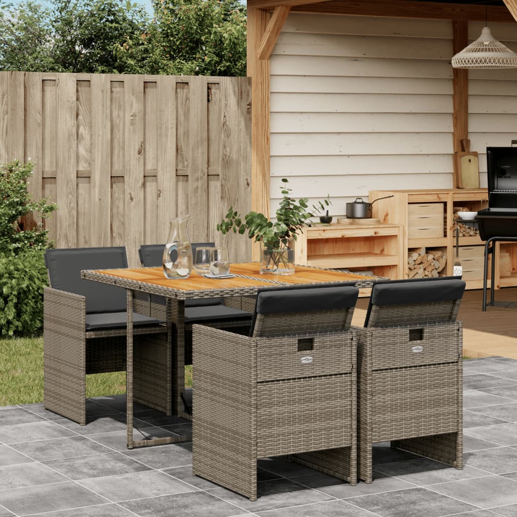 5-delige Tuinset met kussens poly rattan grijs is nu te koop bij PeponiXL, paradijselijk wonen!
