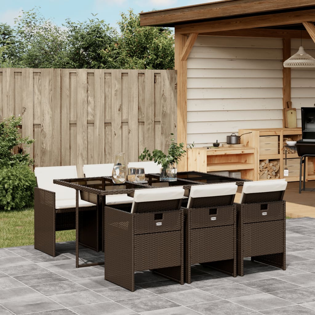 7-delige Tuinset met kussens poly rattan bruin is nu te koop bij PeponiXL, paradijselijk wonen!