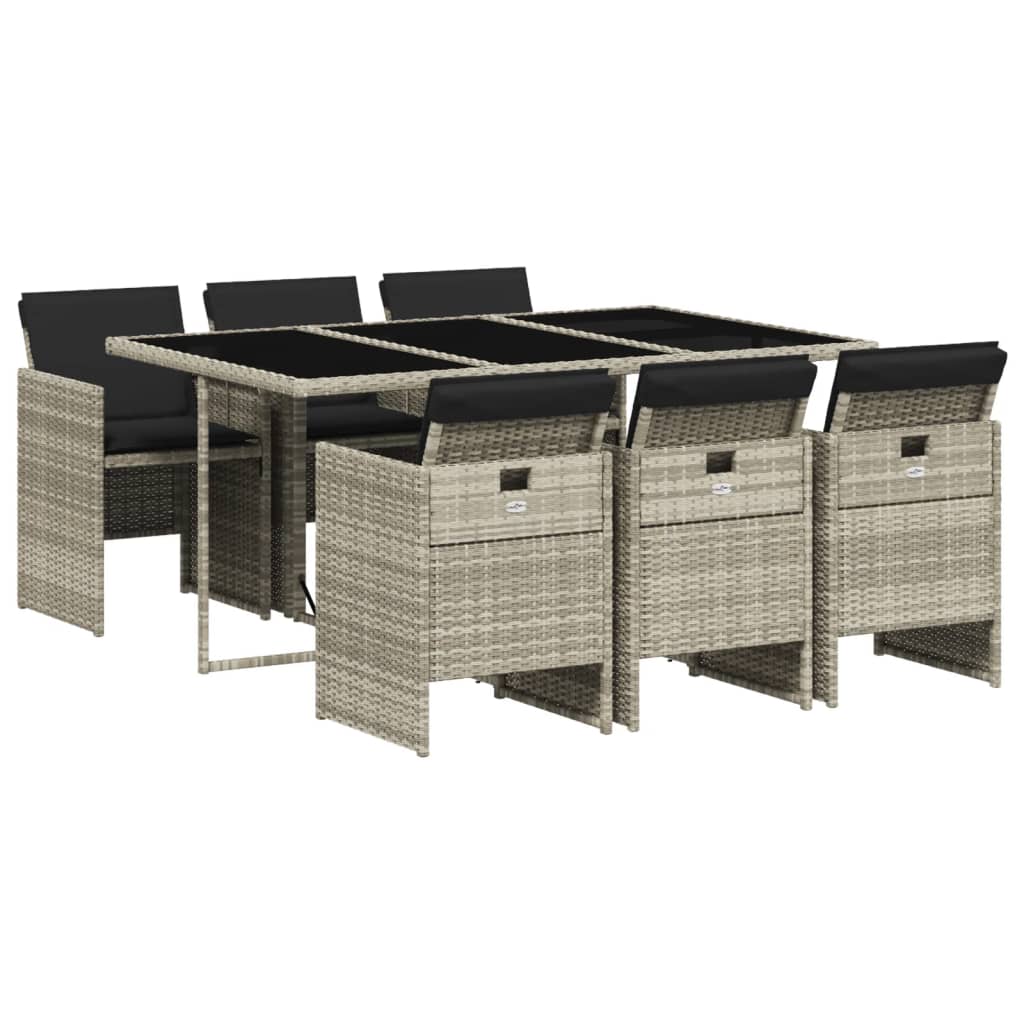 7-delige Tuinset met kussens poly rattan grijs is nu te koop bij PeponiXL, paradijselijk wonen!
