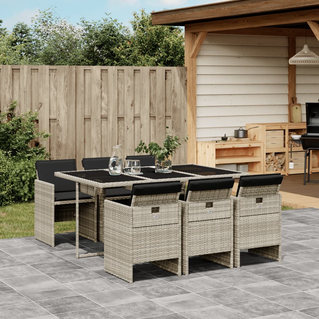 7-delige Tuinset met kussens poly rattan grijs is nu te koop bij PeponiXL, paradijselijk wonen!