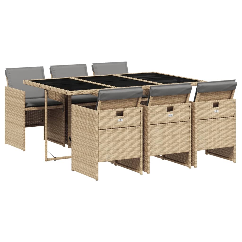 7-delige Tuinset met kussens poly rattan gemengd beige is nu te koop bij PeponiXL, paradijselijk wonen!