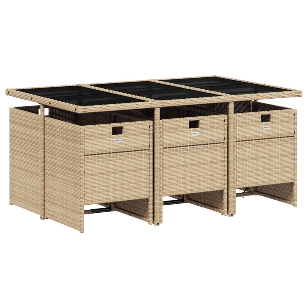 7-delige Tuinset met kussens poly rattan gemengd beige is nu te koop bij PeponiXL, paradijselijk wonen!