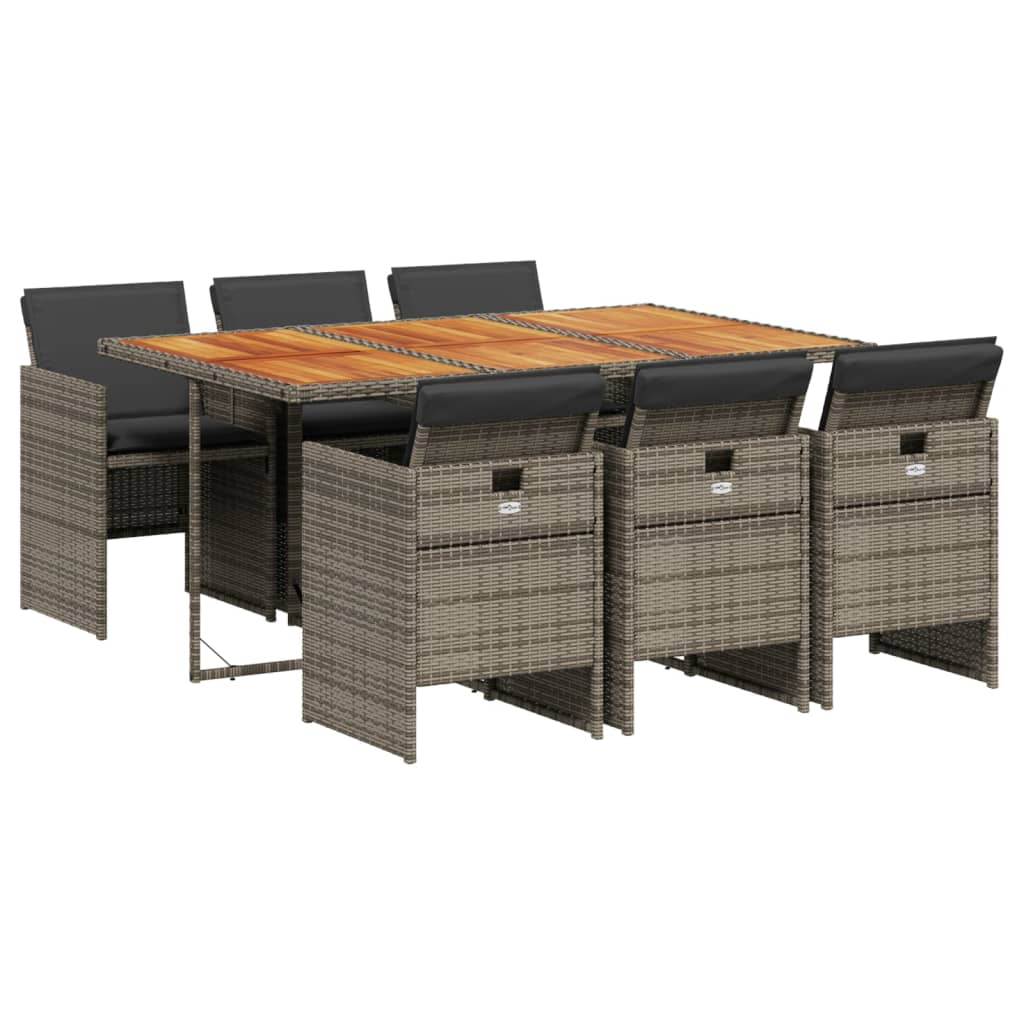 7-delige Tuinset met kussens poly rattan grijs is nu te koop bij PeponiXL, paradijselijk wonen!