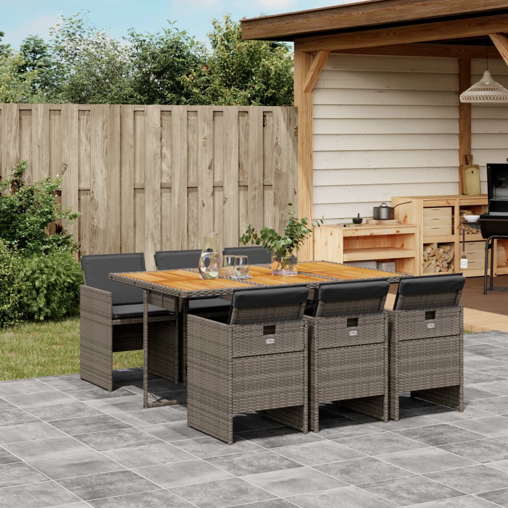 7-delige Tuinset met kussens poly rattan grijs is nu te koop bij PeponiXL, paradijselijk wonen!