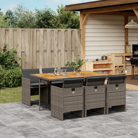 7-delige Tuinset met kussens poly rattan grijs is nu te koop bij PeponiXL, paradijselijk wonen!