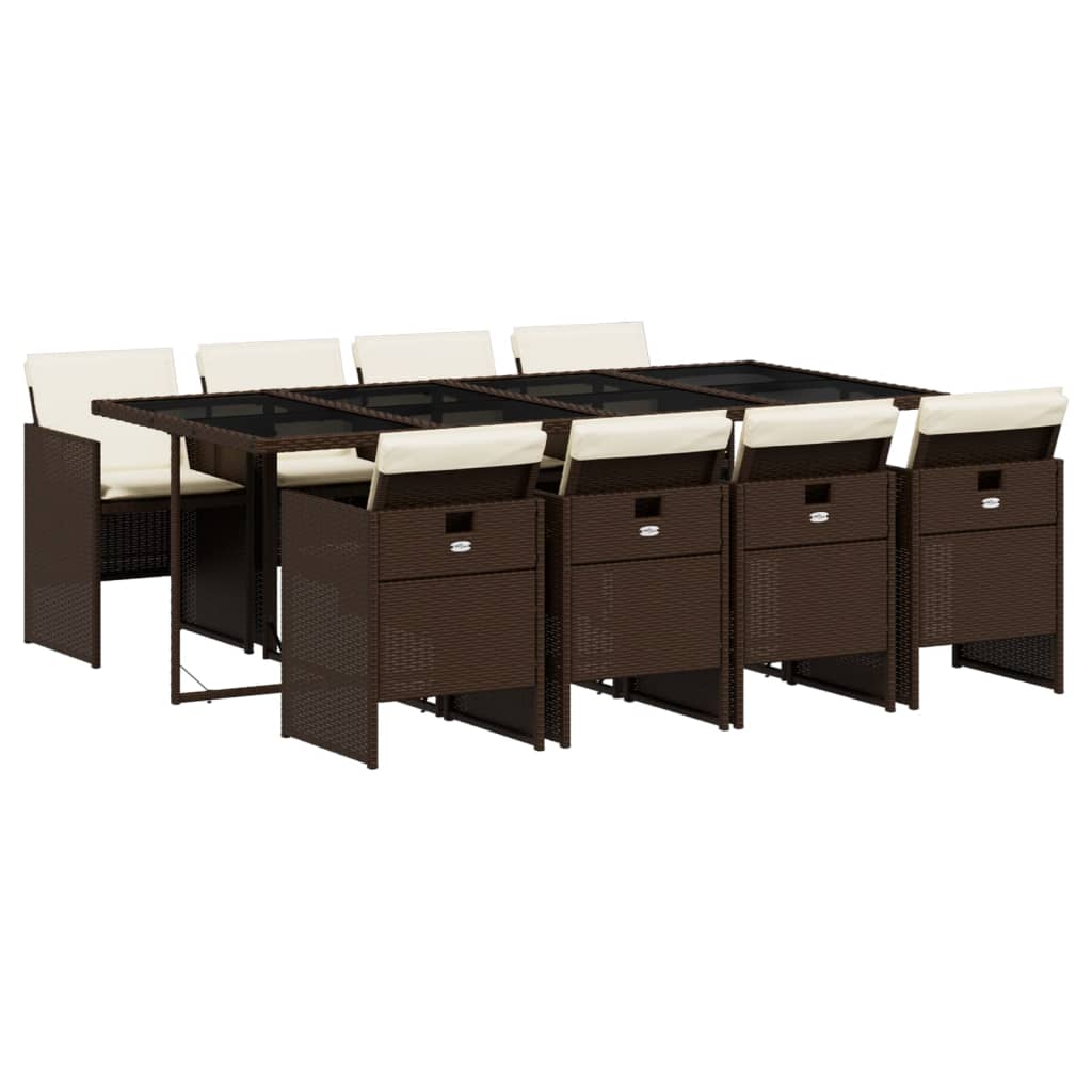 9-delige Tuinset met kussens poly rattan bruin is nu te koop bij PeponiXL, paradijselijk wonen!