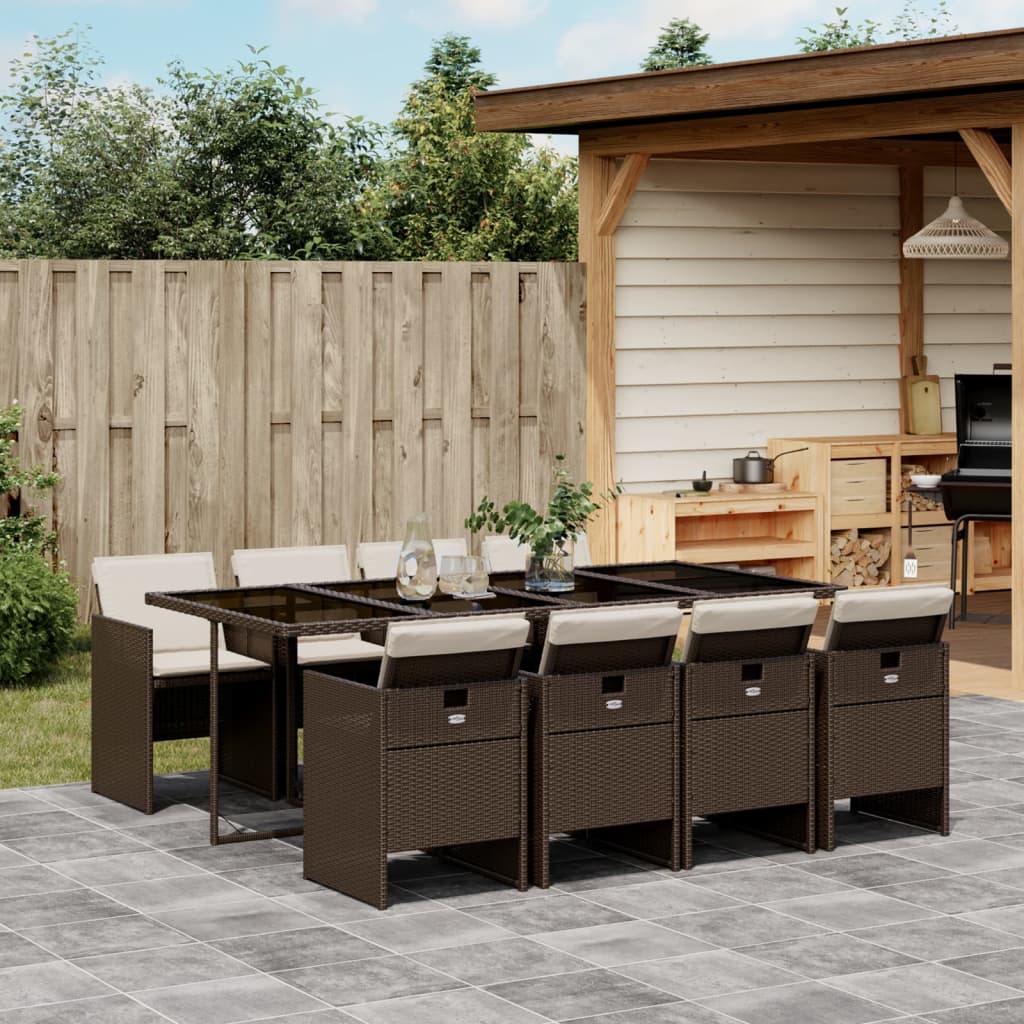 9-delige Tuinset met kussens poly rattan bruin is nu te koop bij PeponiXL, paradijselijk wonen!