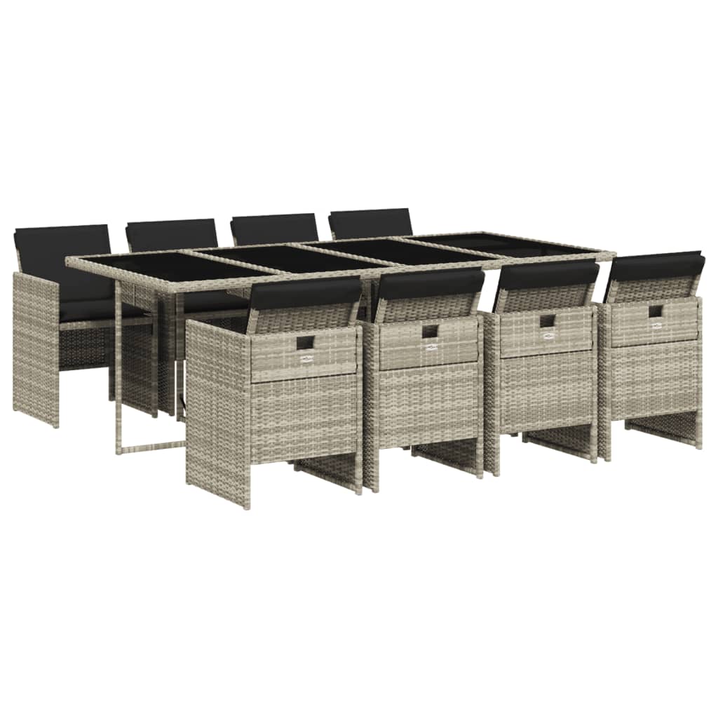 9-delige Tuinset met kussens poly rattan lichtgrijs is nu te koop bij PeponiXL, paradijselijk wonen!