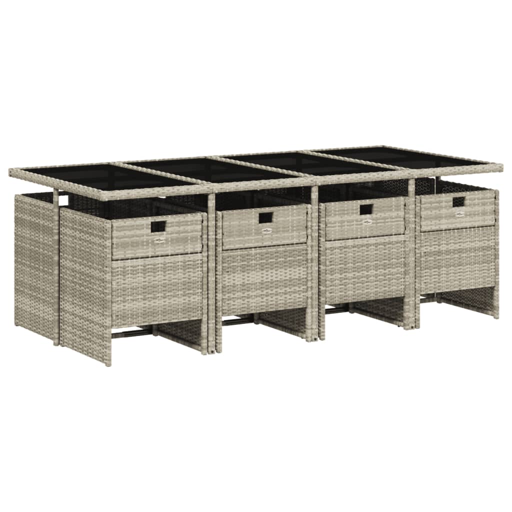 9-delige Tuinset met kussens poly rattan lichtgrijs is nu te koop bij PeponiXL, paradijselijk wonen!
