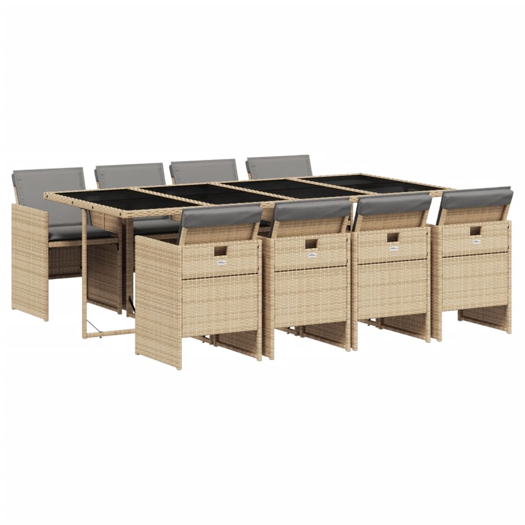 9-delige Tuinset met kussens poly rattan gemengd beige is nu te koop bij PeponiXL, paradijselijk wonen!