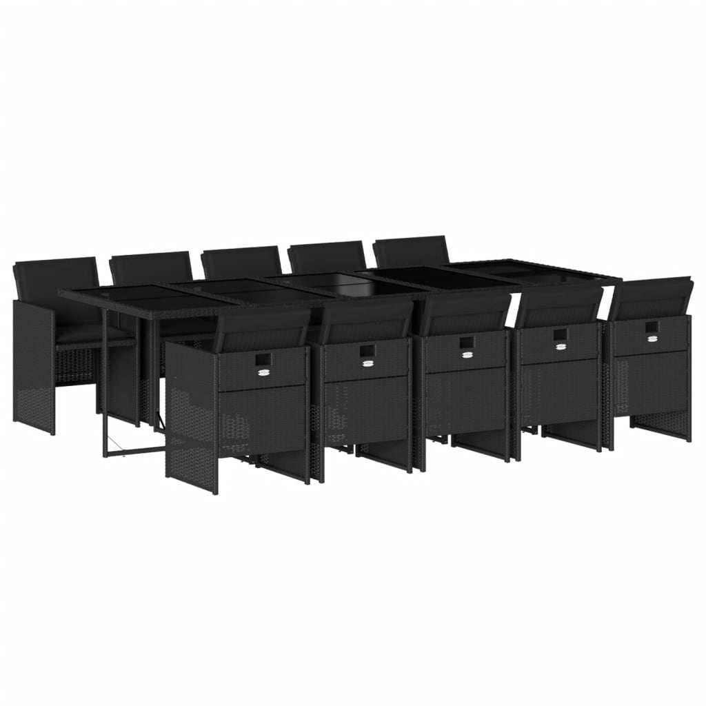 11-delige Tuinset met kussens poly rattan zwart is nu te koop bij PeponiXL, paradijselijk wonen!
