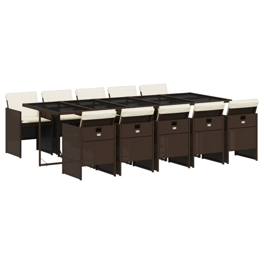 11-delige Tuinset met kussens poly rattan bruin is nu te koop bij PeponiXL, paradijselijk wonen!