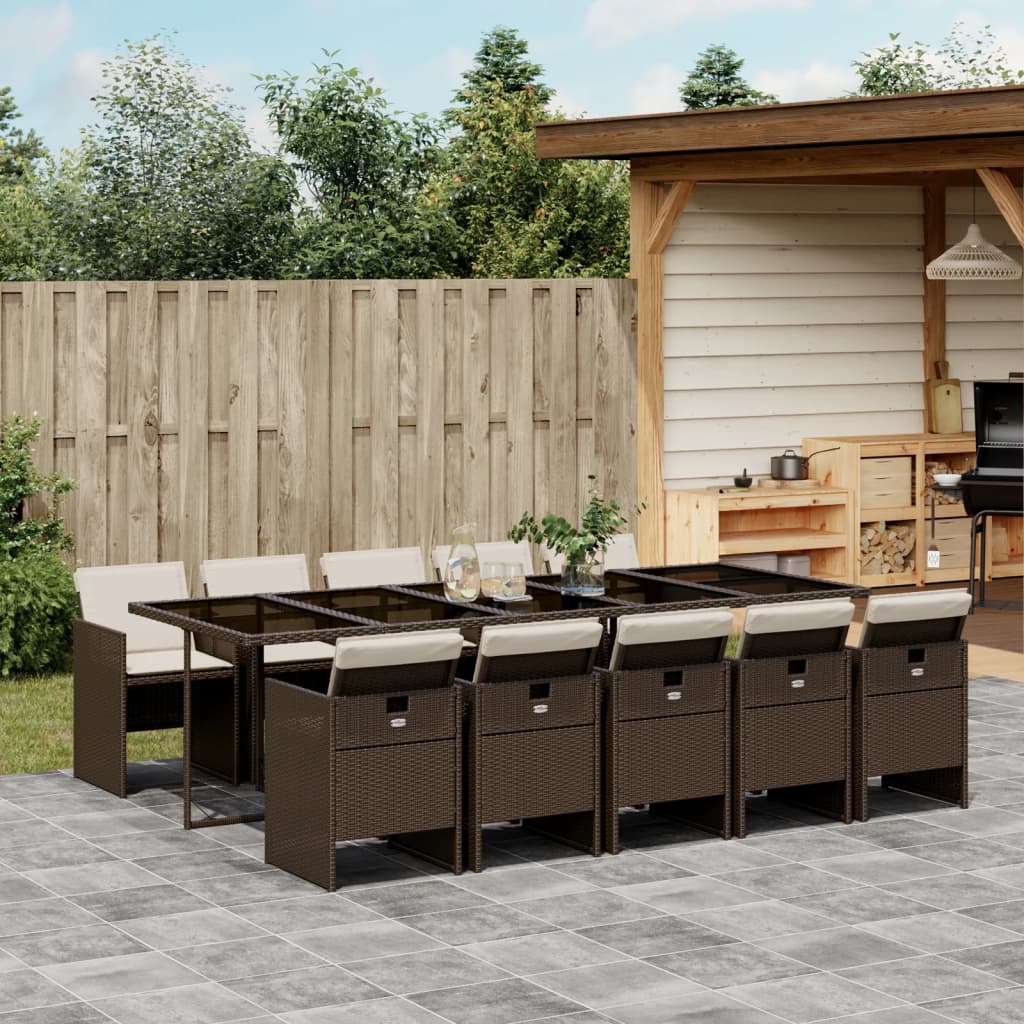 11-delige Tuinset met kussens poly rattan bruin is nu te koop bij PeponiXL, paradijselijk wonen!