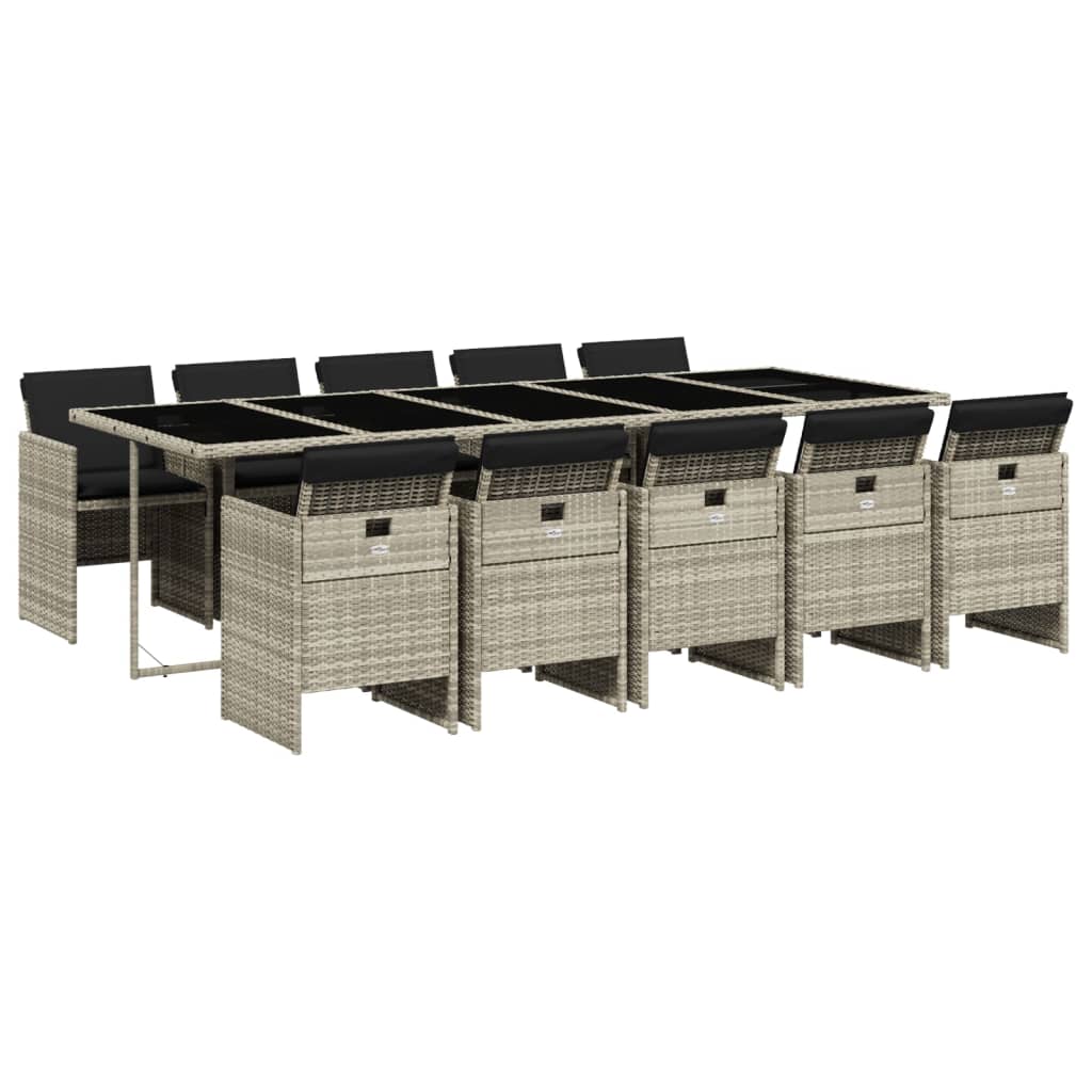 11-delige Tuinset met kussens poly rattan lichtgrijs is nu te koop bij PeponiXL, paradijselijk wonen!