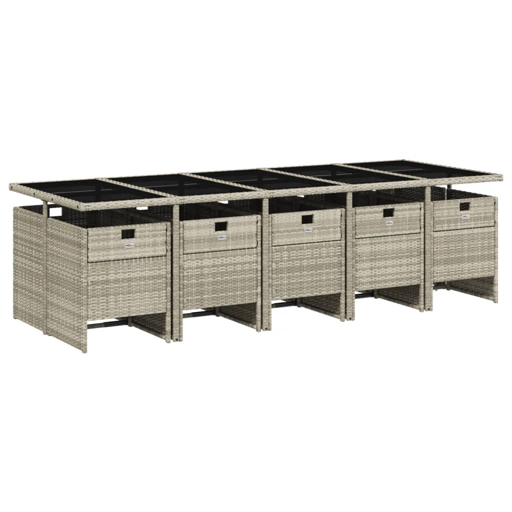 11-delige Tuinset met kussens poly rattan lichtgrijs is nu te koop bij PeponiXL, paradijselijk wonen!