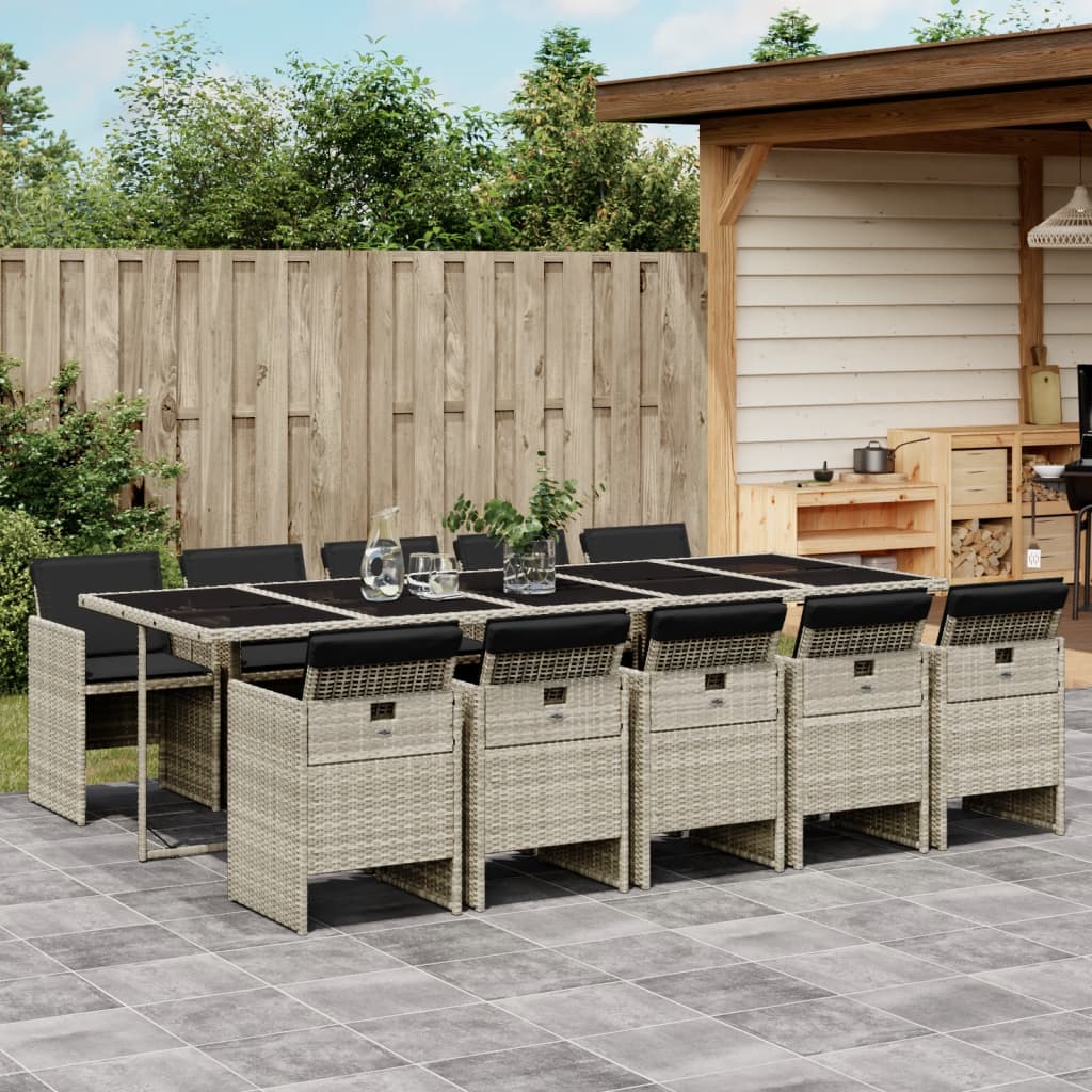 11-delige Tuinset met kussens poly rattan lichtgrijs is nu te koop bij PeponiXL, paradijselijk wonen!