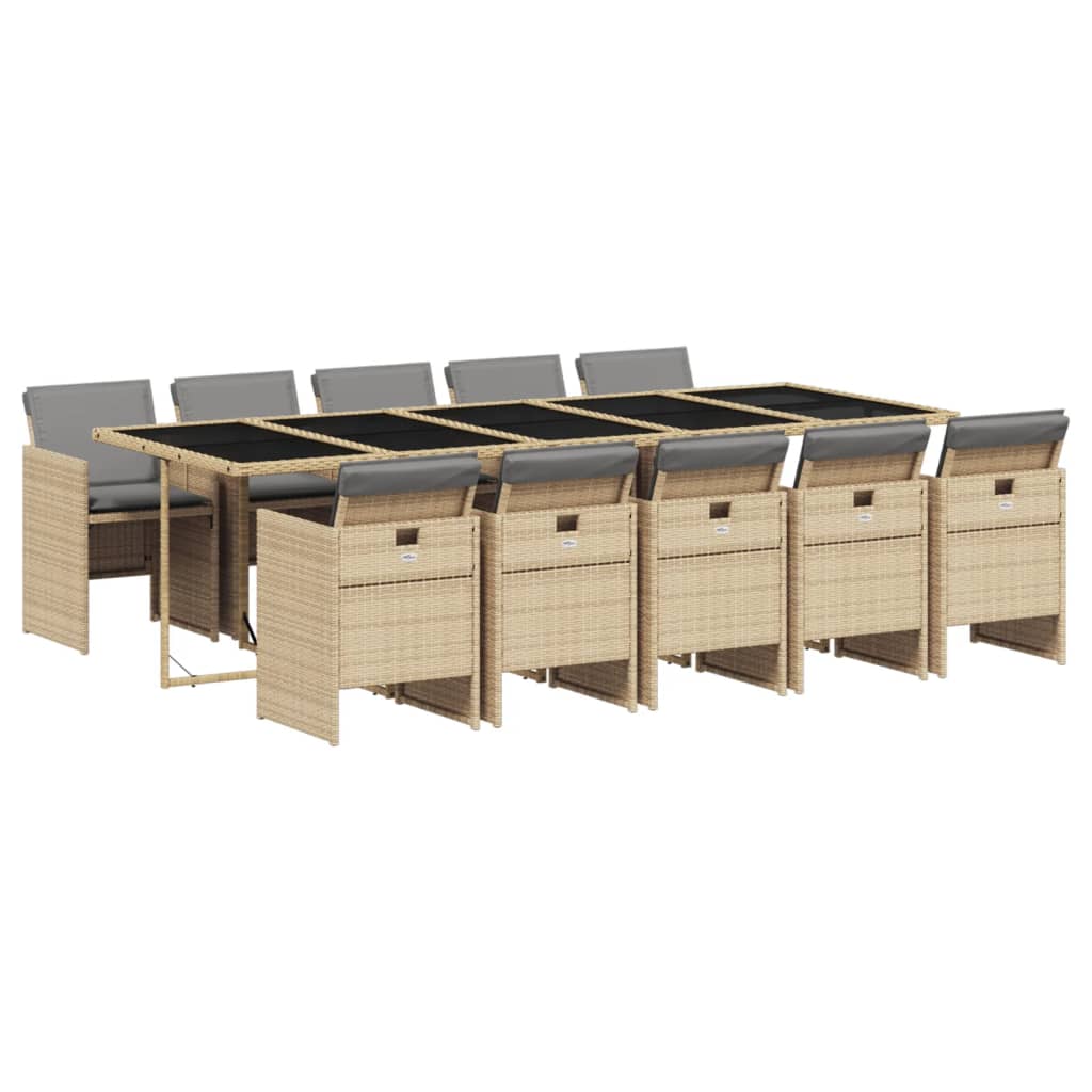 11-delige Tuinset met kussens poly rattan gemengd beige is nu te koop bij PeponiXL, paradijselijk wonen!