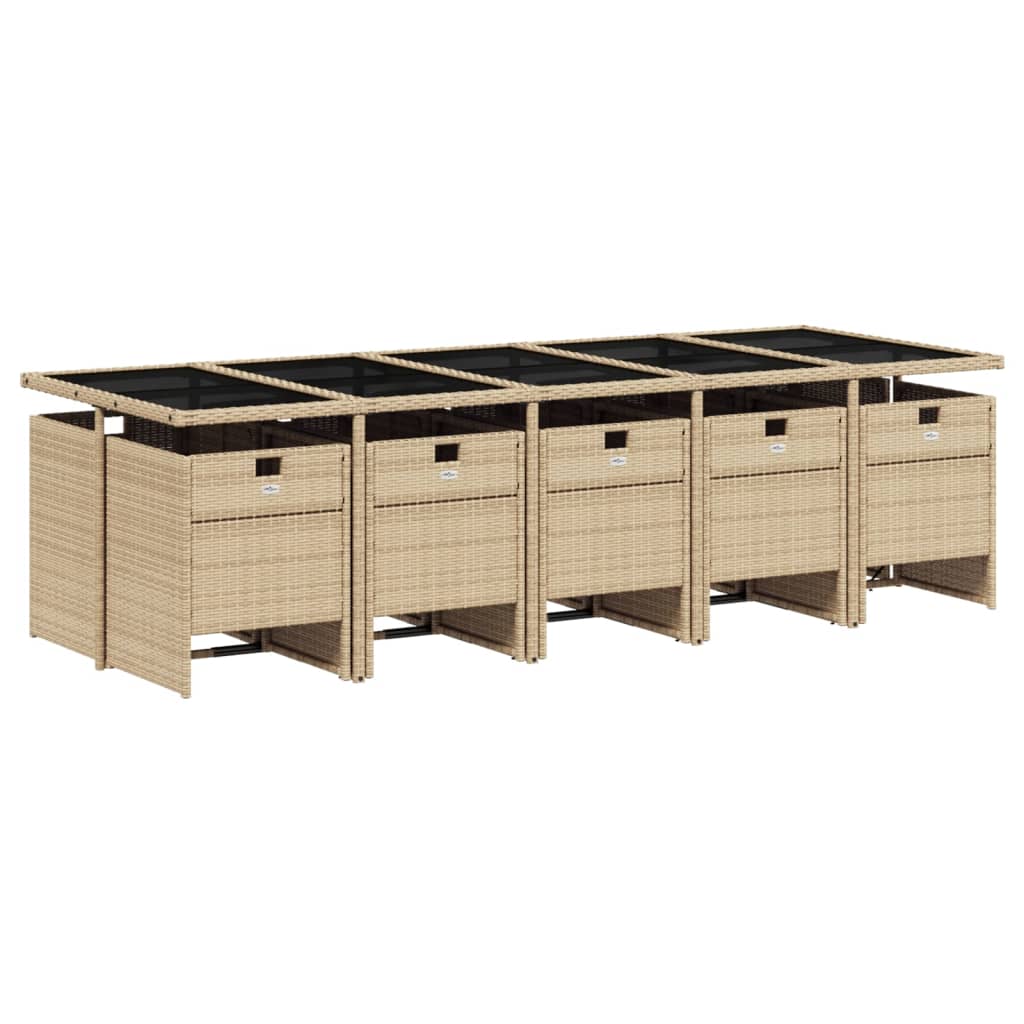 11-delige Tuinset met kussens poly rattan gemengd beige is nu te koop bij PeponiXL, paradijselijk wonen!