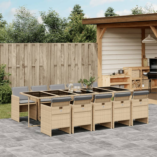 11-delige Tuinset met kussens poly rattan gemengd beige is nu te koop bij PeponiXL, paradijselijk wonen!