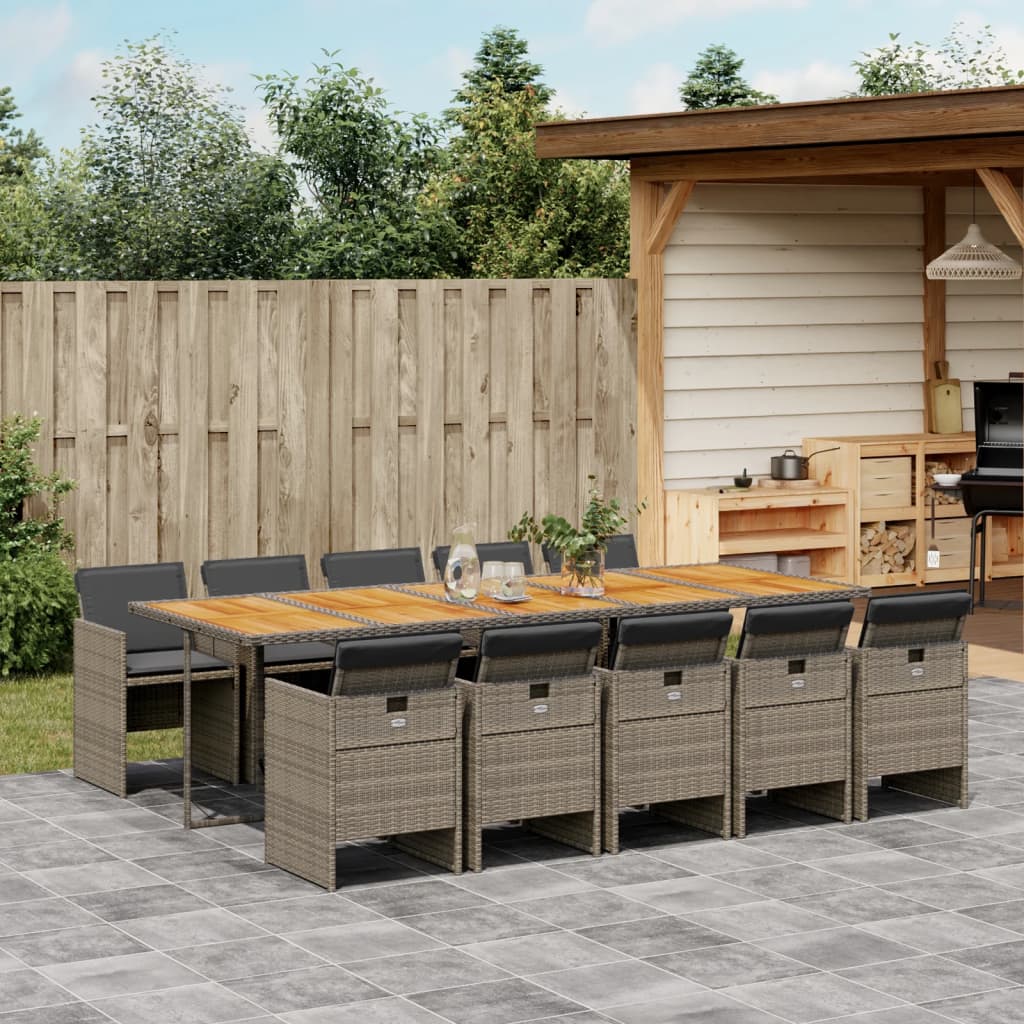 11-delige Tuinset met kussens poly rattan grijs is nu te koop bij PeponiXL, paradijselijk wonen!