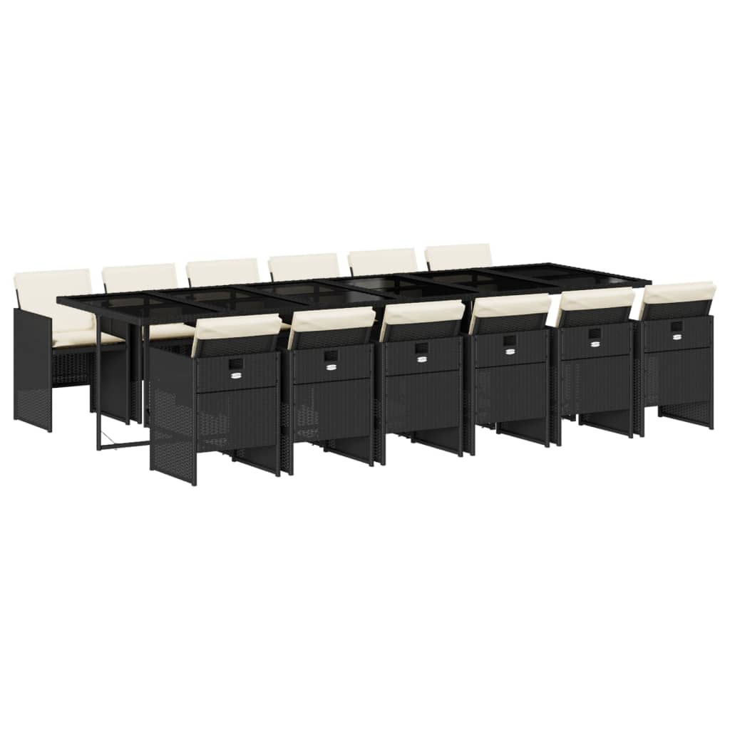 13-delige Tuinset met kussens poly rattan zwart is nu te koop bij PeponiXL, paradijselijk wonen!