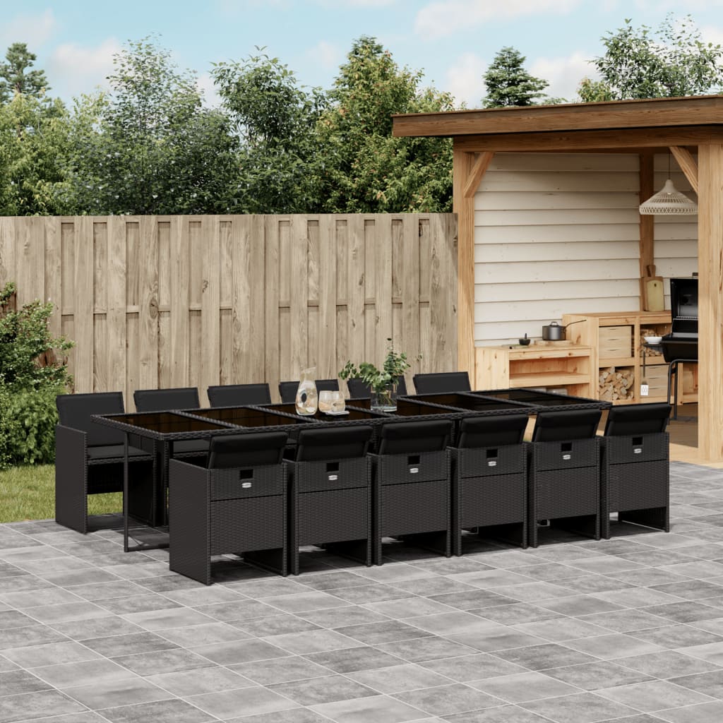 13-delige Tuinset met kussens poly rattan zwart is nu te koop bij PeponiXL, paradijselijk wonen!