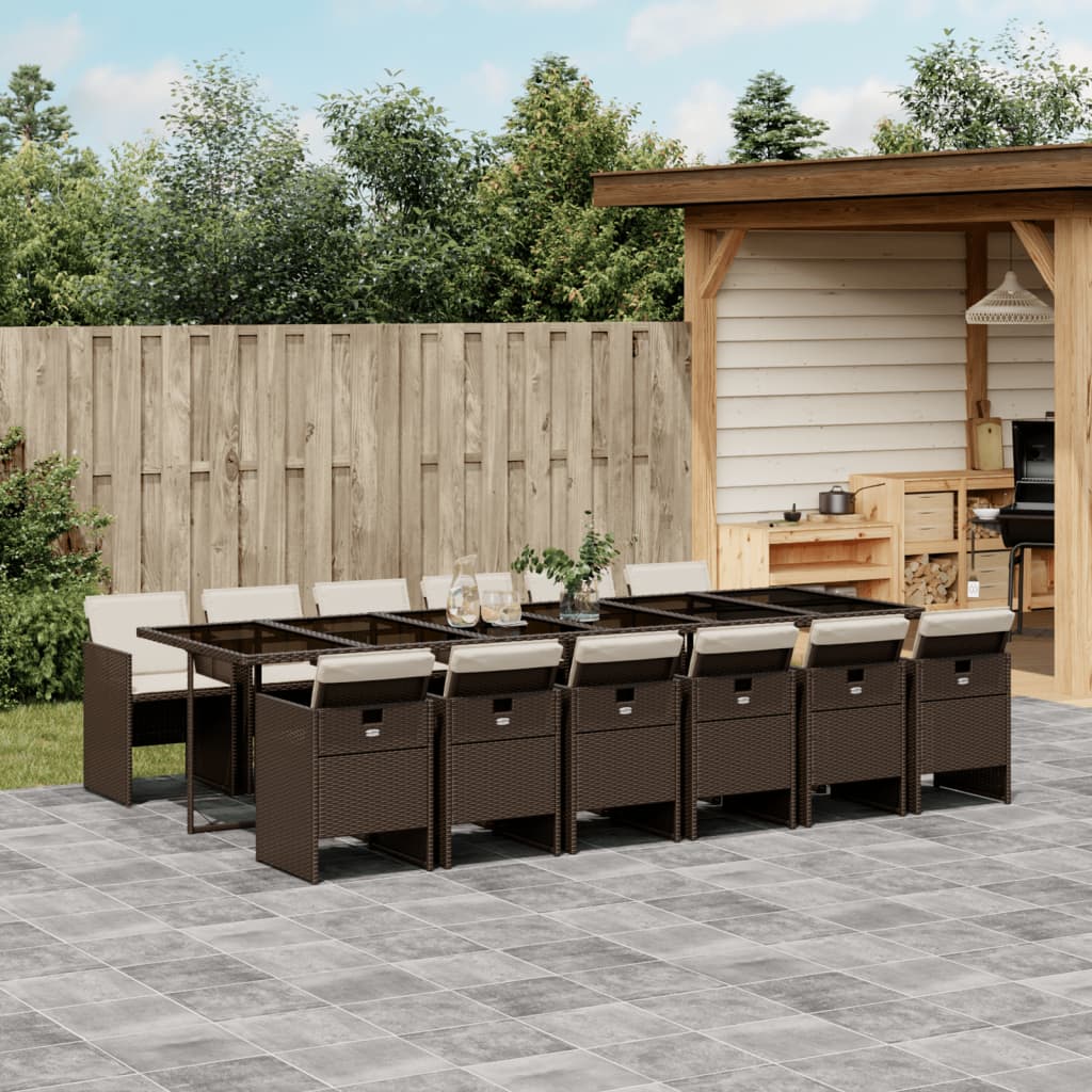 13-delige Tuinset met kussens poly rattan bruin is nu te koop bij PeponiXL, paradijselijk wonen!