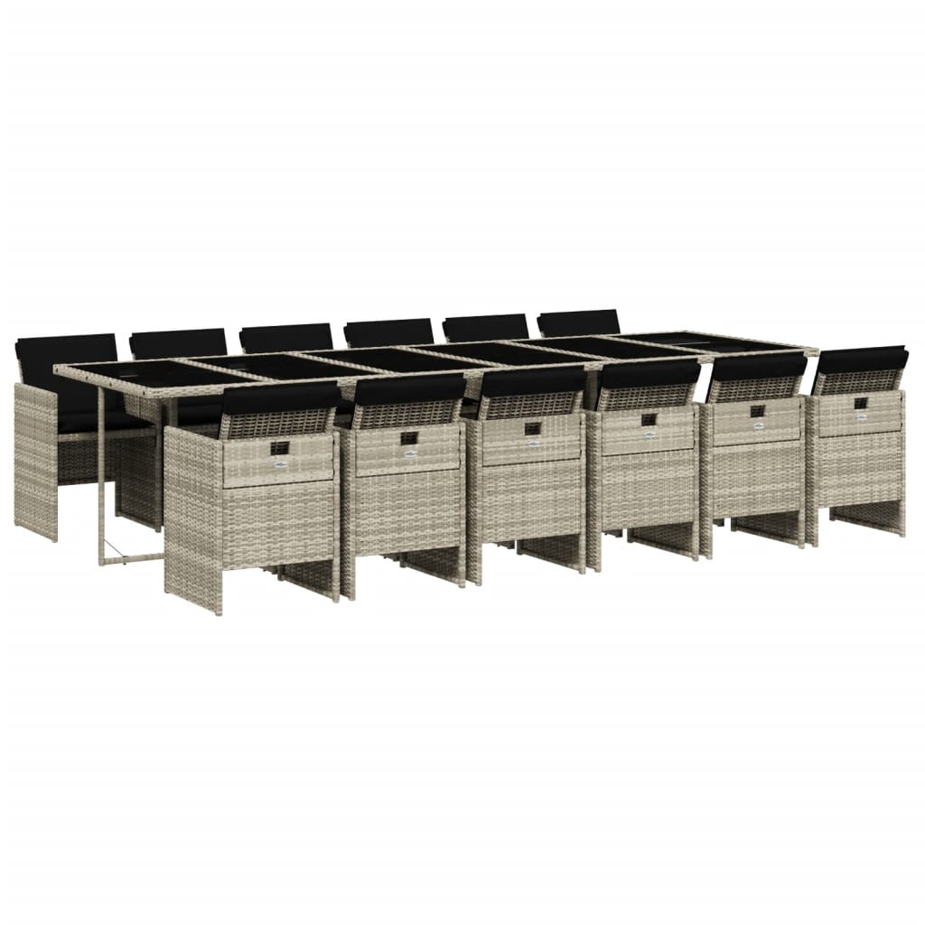 13-delige Tuinset met kussens poly rattan lichtgrijs is nu te koop bij PeponiXL, paradijselijk wonen!