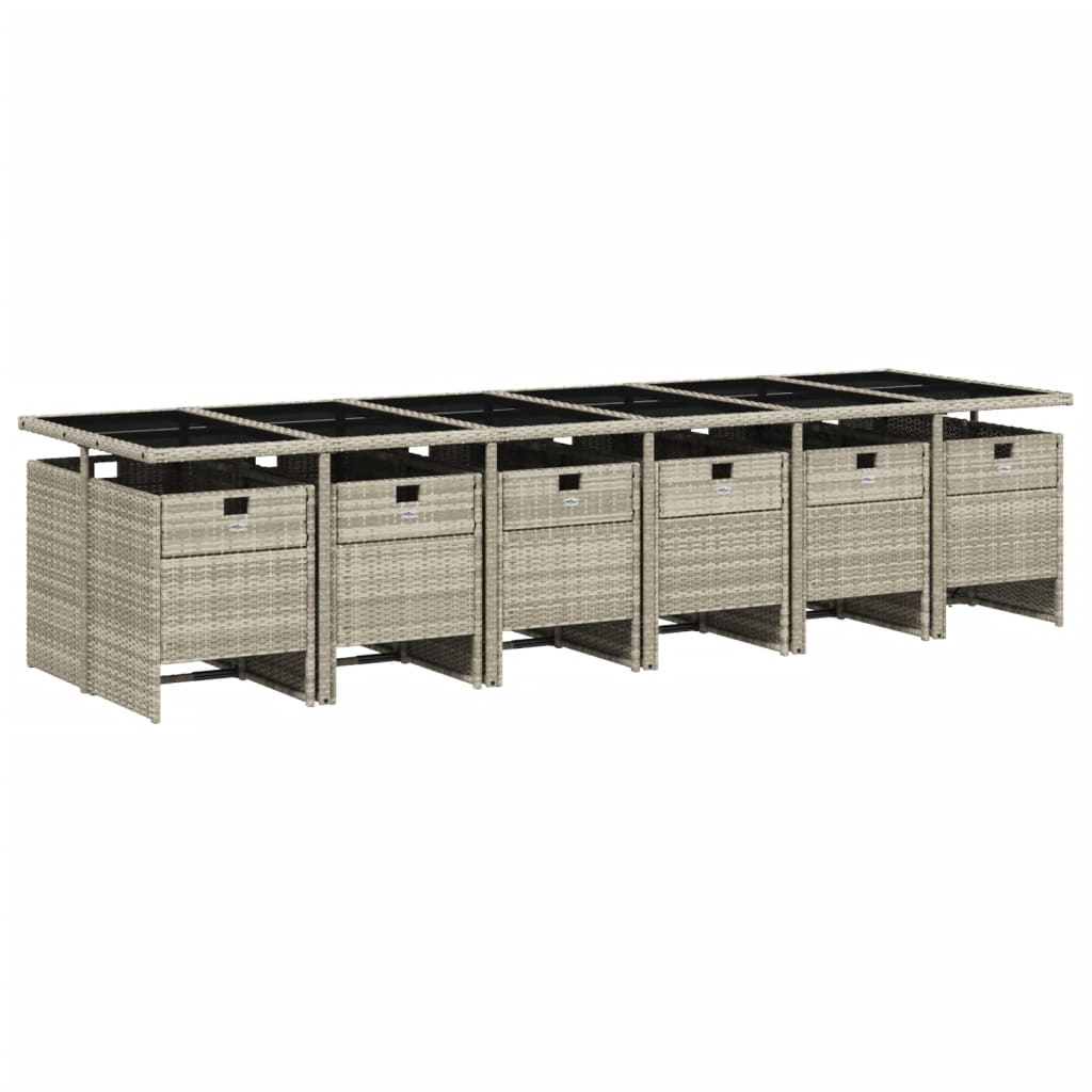 13-delige Tuinset met kussens poly rattan lichtgrijs is nu te koop bij PeponiXL, paradijselijk wonen!