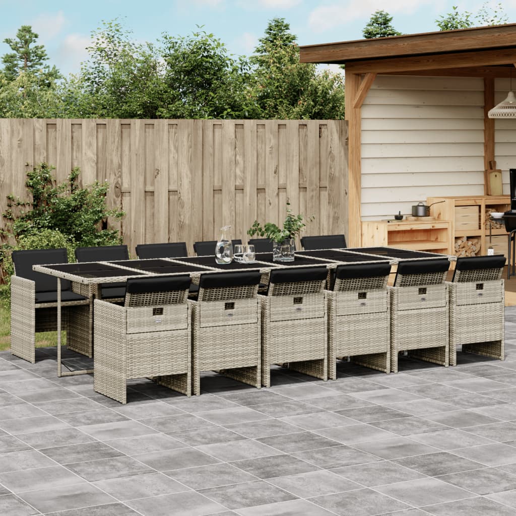 13-delige Tuinset met kussens poly rattan lichtgrijs is nu te koop bij PeponiXL, paradijselijk wonen!