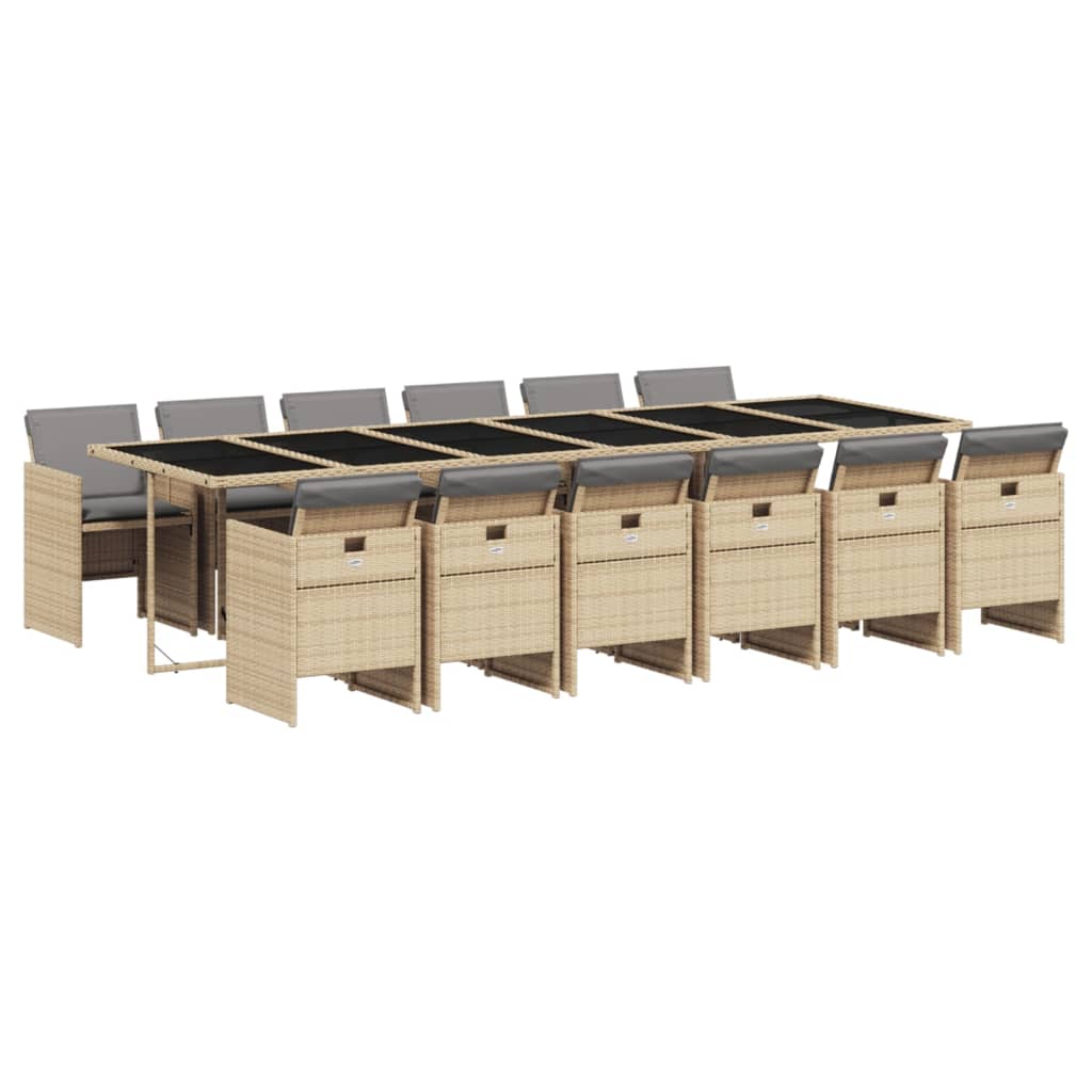 13-delige Tuinset met kussens poly rattan gemengd beige is nu te koop bij PeponiXL, paradijselijk wonen!