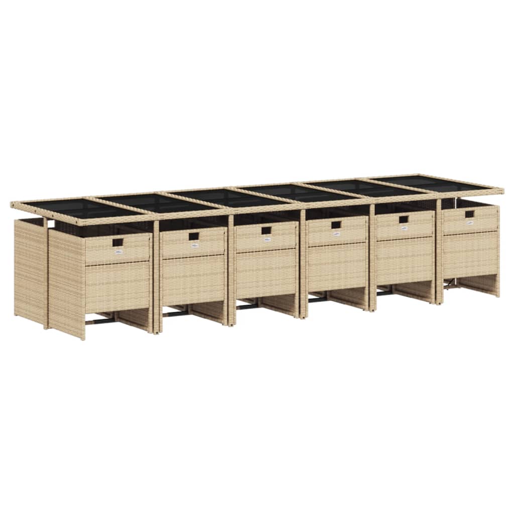 13-delige Tuinset met kussens poly rattan gemengd beige is nu te koop bij PeponiXL, paradijselijk wonen!