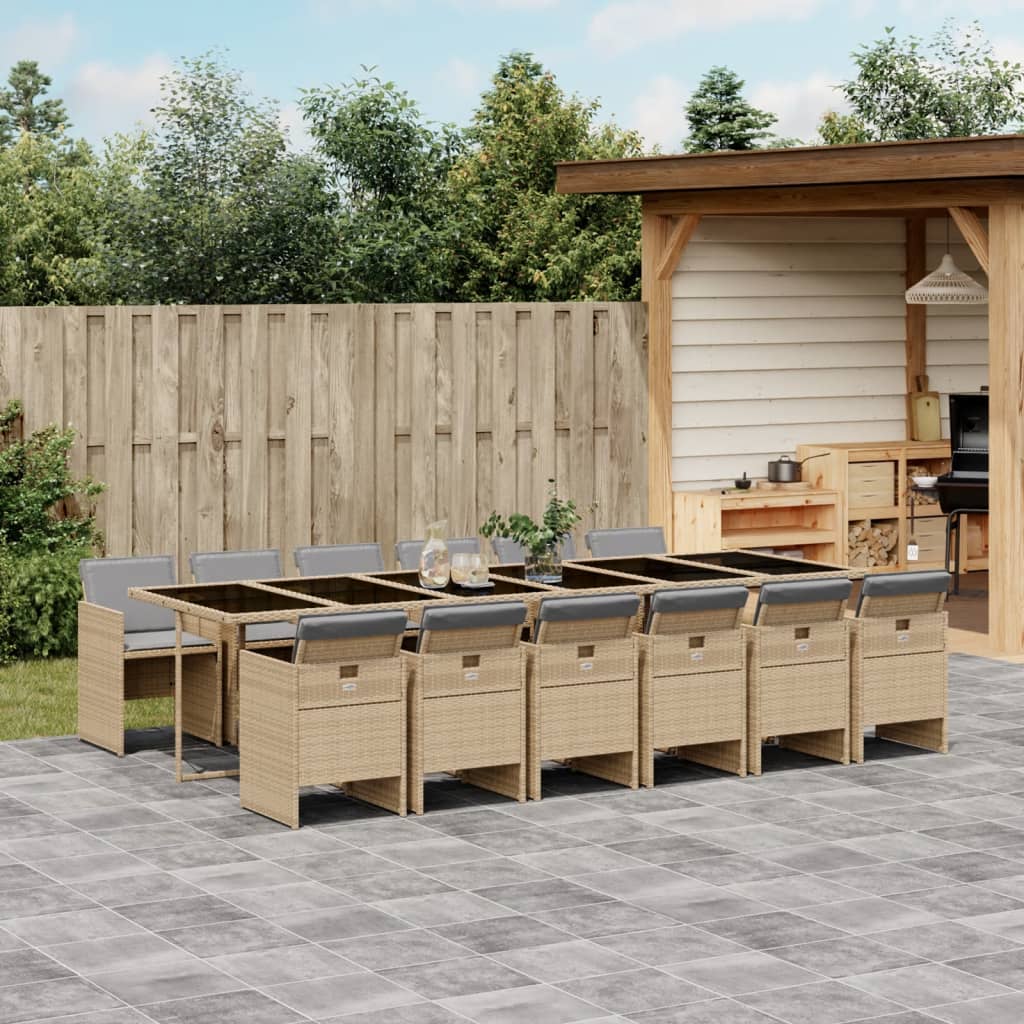 13-delige Tuinset met kussens poly rattan gemengd beige is nu te koop bij PeponiXL, paradijselijk wonen!