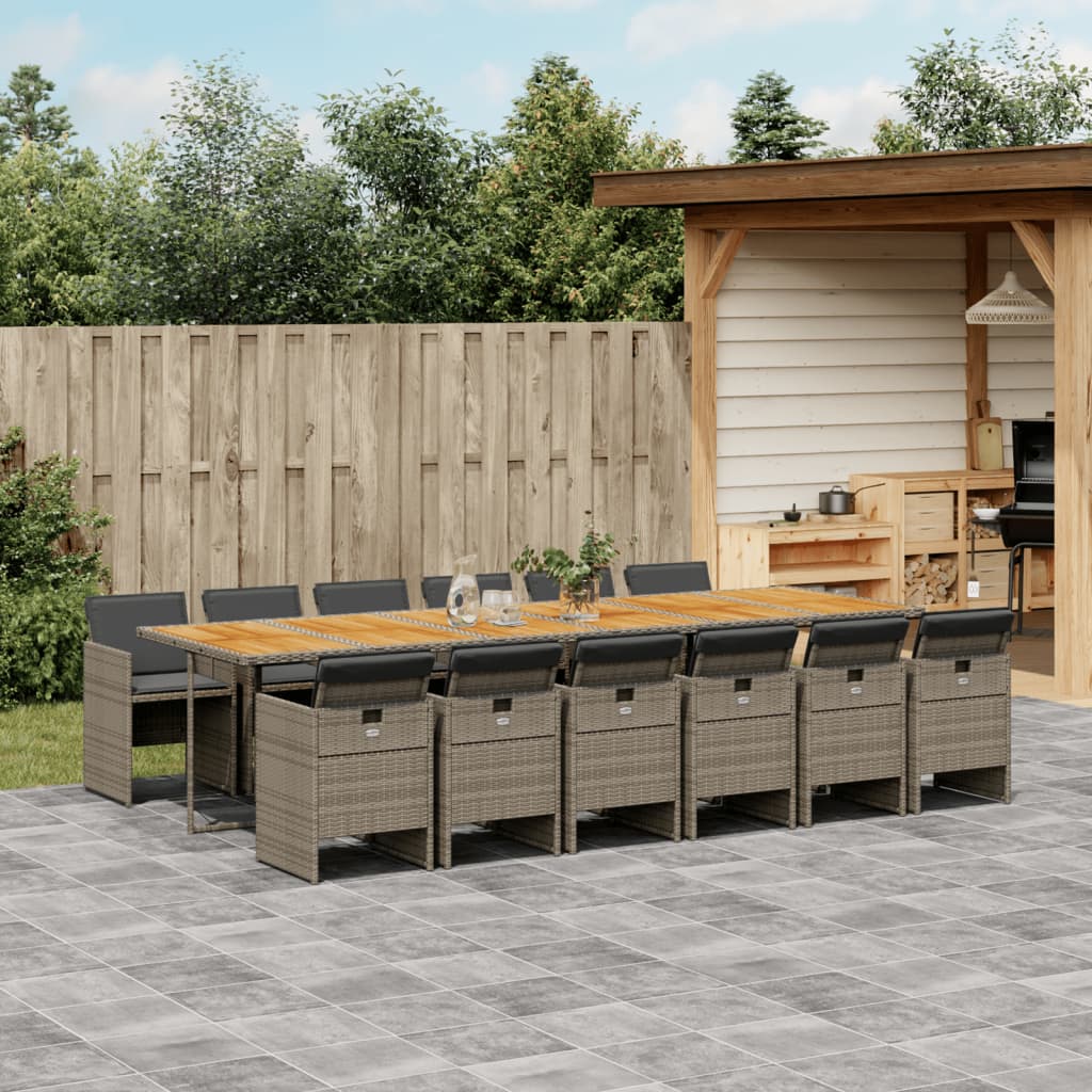13-delige Tuinset met kussens poly rattan grijs is nu te koop bij PeponiXL, paradijselijk wonen!