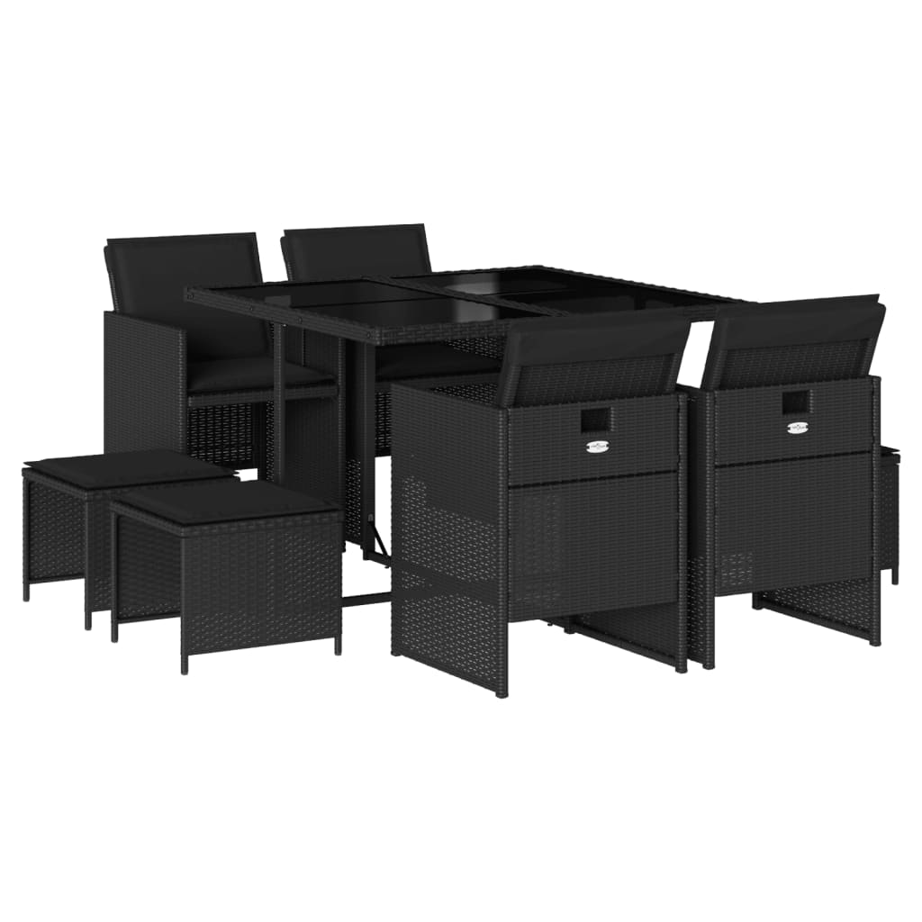 9-delige Tuinset poly rattan zwart is nu te koop bij PeponiXL, paradijselijk wonen!