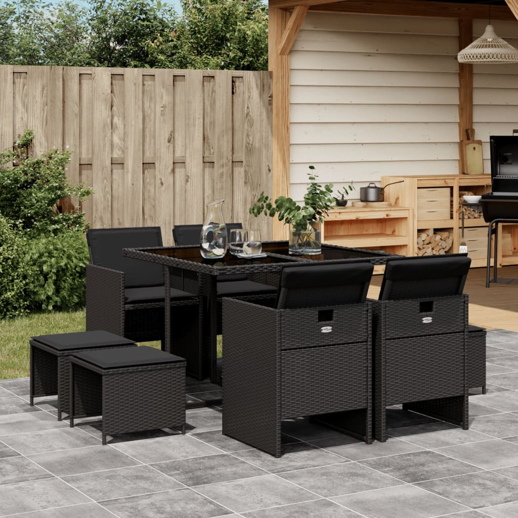 9-delige Tuinset poly rattan zwart is nu te koop bij PeponiXL, paradijselijk wonen!