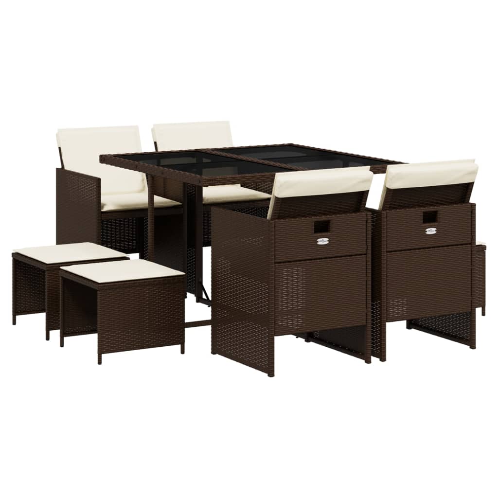 9-delige Tuinset met kussens poly rattan bruin is nu te koop bij PeponiXL, paradijselijk wonen!